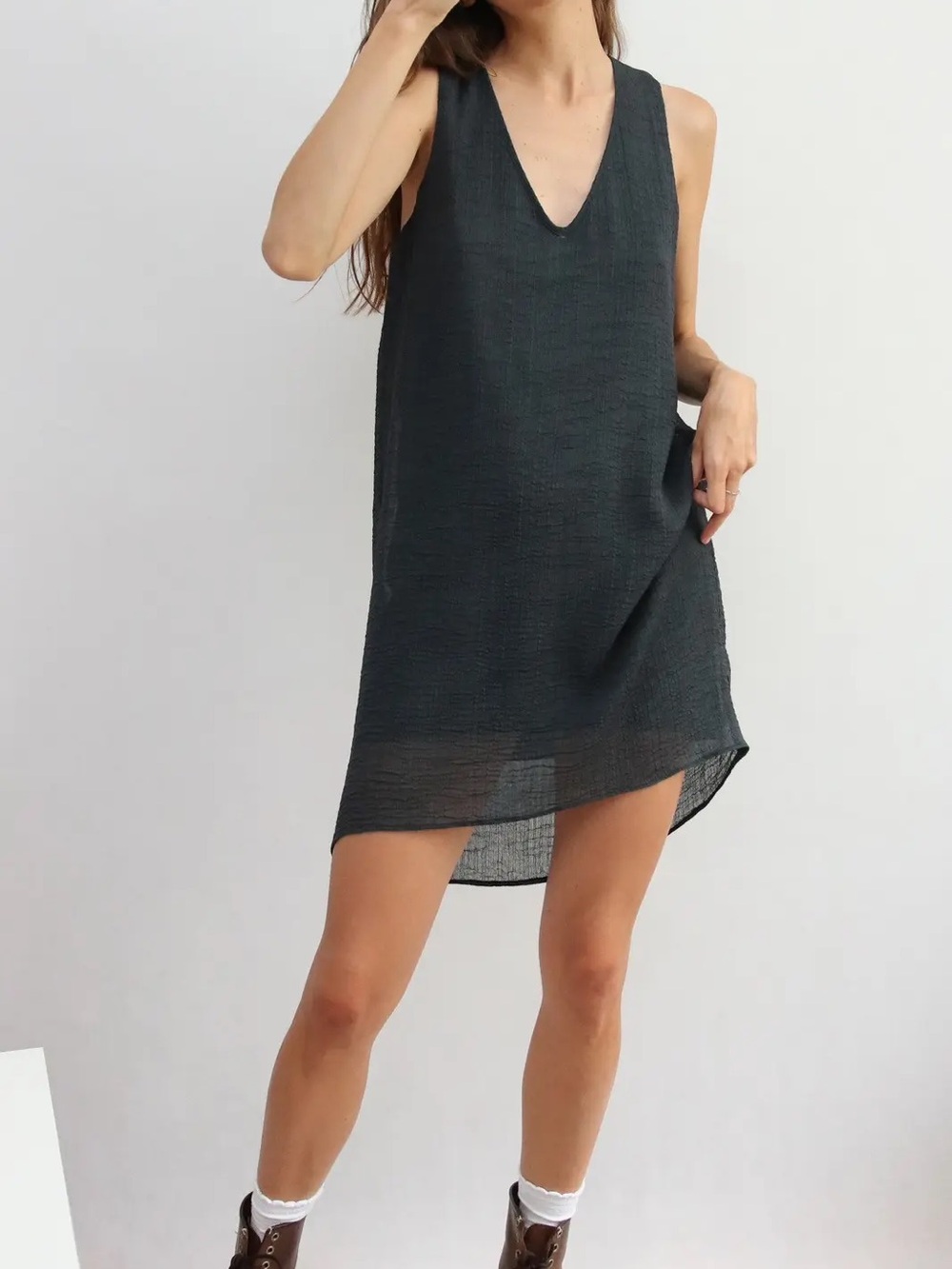 Helmut Lang v Neck High Lo Dress